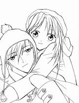 Anime Coloring Pages Couple Romantic Couples Print Cute Color Printable Getcolorings Getdrawings sketch template