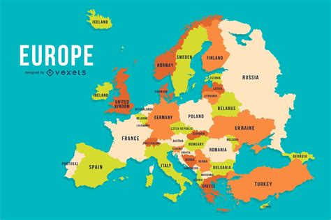 europe colored country map design vector