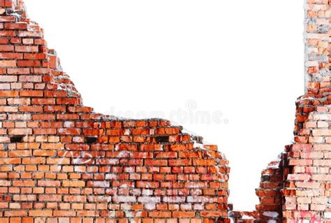 destroyed brick wall stock photo image  cement