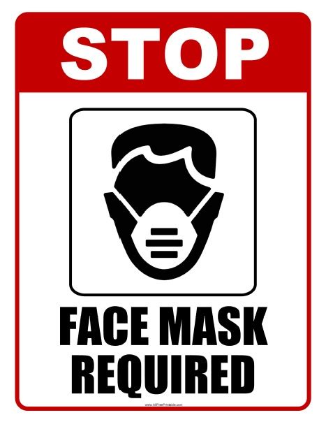 face mask required sign  printable