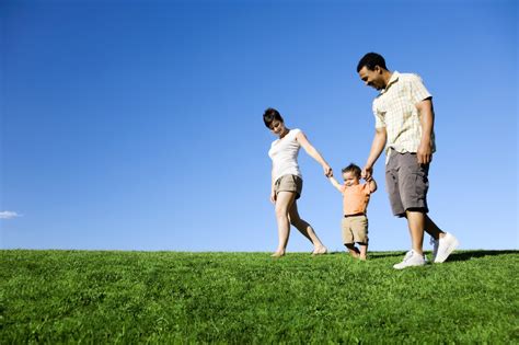 family walking  field