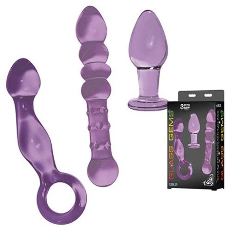 nobu glass gems 3 piece set purple sex toys at adult