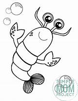 Coloring Printable Lobster Animal Ocean Kids Book Mom Simple Project sketch template