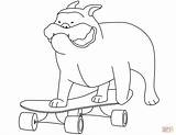 Bulldog Coloring Skateboard Funny Pages American Printable Dogs Drawing Supercoloring sketch template