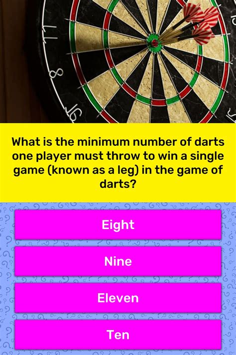minimum number  darts trivia questions quizzclub