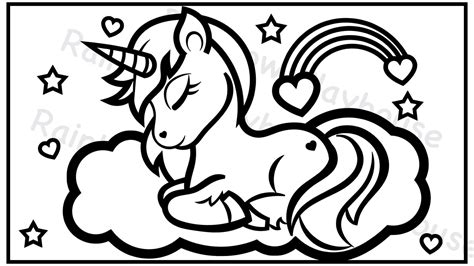 happy birthday unicorn themed coloring pages etsy