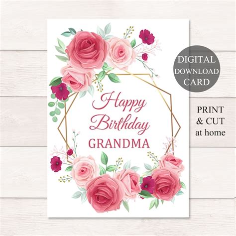 grandmother birthday card happy birthday grandma printable etsy