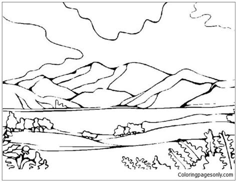 mountains view landscapes coloring page  printable coloring pages