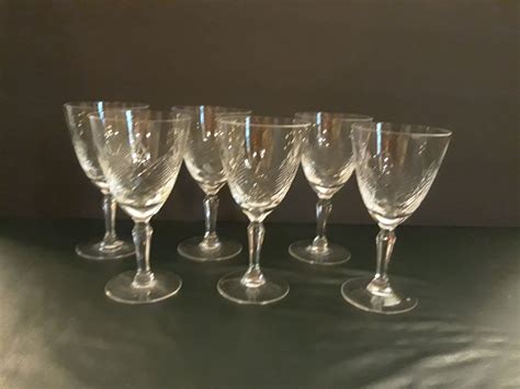 Crystal Cordial Glasses Set Of Six Stemmed Elegant Etched Etsy