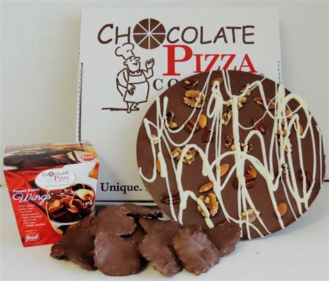 combo chocolate pizza with nuts and peanut butter wings
