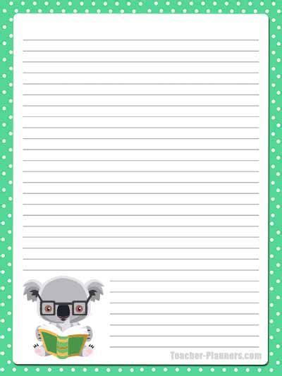 cute australian animals stationery lined  writing paper
