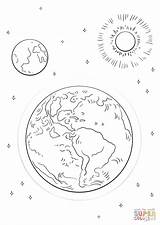 Earth Moon Sun Coloring Pages Printable Eclipse Solar Drawing Color Worksheets Planets sketch template