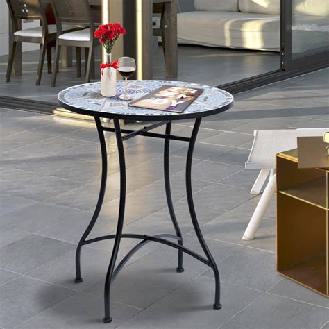 table ronde style fer forge bistro plateau mosaique leroy merlin