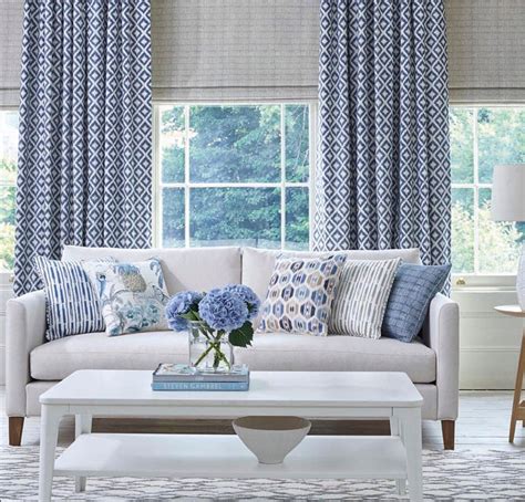blue ikat curtains diamond pattern curtains living room curtains washa