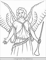Coloring Gabriel Archangel Pages Catholic Angels Raphael sketch template