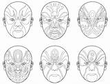 Opera Chinese Masks Coloring Mask Drawing Printable Supercoloring Pages Categories Choose Board sketch template