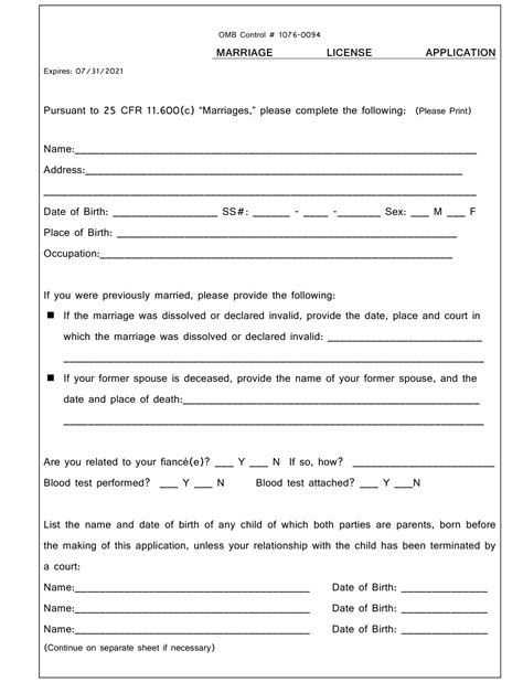 Marriage License Application Download Printable Pdf Templateroller