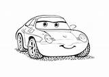 Coloring Sally Cars Printable Disney Mcqueen Lightning Pixar Smiling Hit Movie Kids sketch template