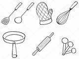 Utensils Kitchen Drawing Baking Tools Silhouettes Stock Illustration Tool Getdrawings Depositphotos sketch template