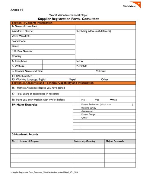 annex  supplier registration form consultant annex  supplier