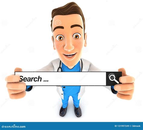 doctor holding  search bar stock illustration illustration