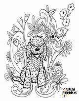Doodle Golden Coloring Dog Doodles Pages Stevie Flowers Printable sketch template