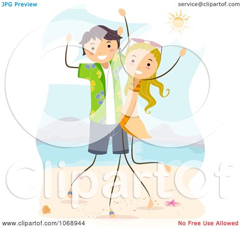 Clipart Stick Couple Dancing On The Beach Royalty Free