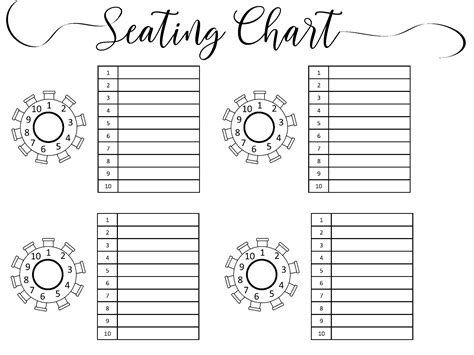 printable wedding seating chart template