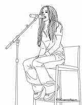 Colorear Avril Lavigne Cantando Microfono Cantora Cantar Hellokids Línea Visiter sketch template