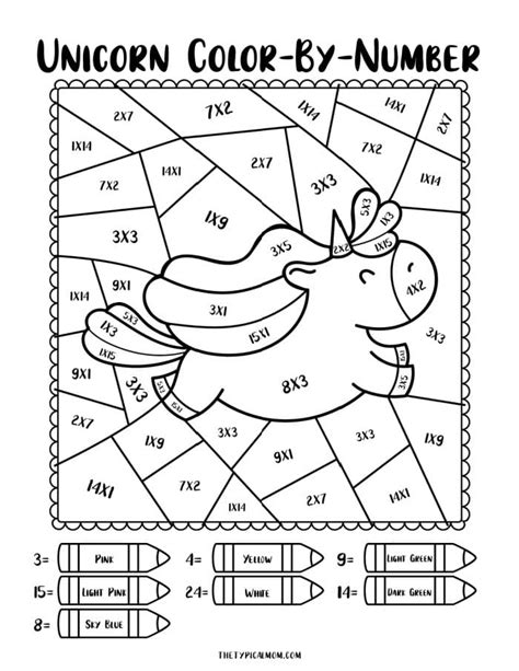 unicorn color  number printables unicorn coloring pages