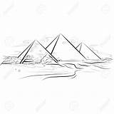 Giza Drawing Pyramid Pyramids Egypt Desert Getdrawings Egyptian sketch template