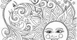 Coloring Sun Pages Moon Hippie Print Printable Adult Zentangle Children sketch template