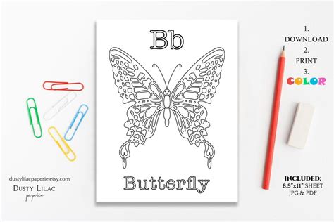coloring pages  kids printable   butterfly abc letter etsy