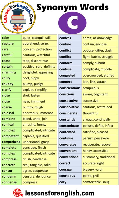 synonym words starting with c lessons for english