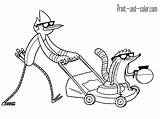 Regular Coloring Show Mordecai Rigby Pages Color Lawn Mower Print Cooling Cartoon Getdrawings Printable Categories Game sketch template