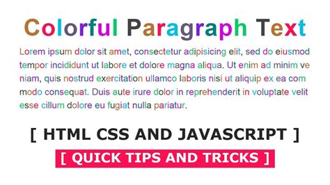 colorful paragraph text html css  javascript youtube
