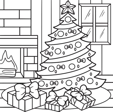 christmas tree coloring page  kids  vector art  vecteezy