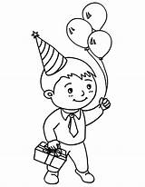 Boy Holding Birthday Balloons Coloring Pages Three Present Gift 9wj Kawaii Skb Color Tocolor sketch template