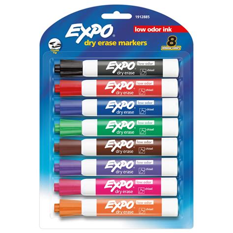 expo  odor dry erase markers chisel tip assorted colors  count