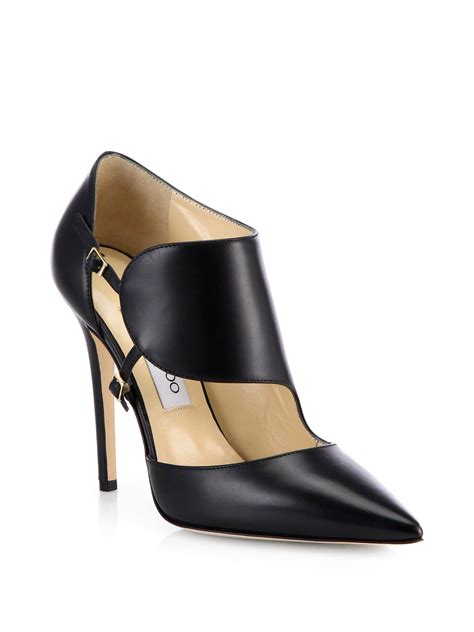 lyst jimmy choo houry leather point toe pumps  black
