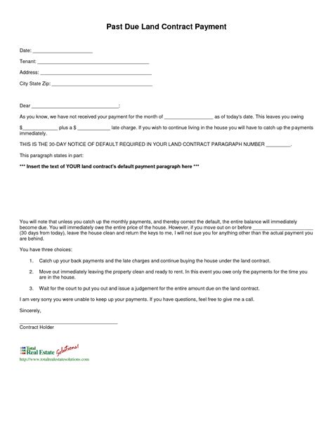sample  due rent letter  printable documents