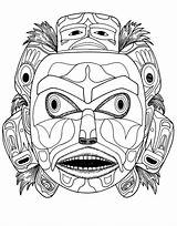 Native Coloring Pages American Mask Indian Bear Kwakiutl Tribal Adults Spirit Adult Head Masks Drawing Printable Color Drawings Justcolor Getdrawings sketch template