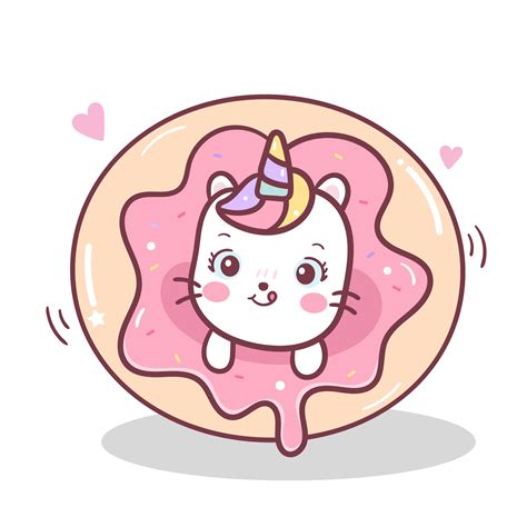 cute cat vector  unicorn cartoon kawaii animal  birthday donut