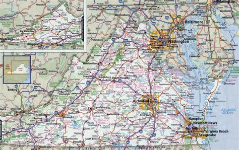 large detailed roads  highways map  virginia state   cities virginia state usa