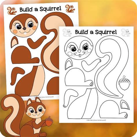 squirrel craft squirrel template printable  merry