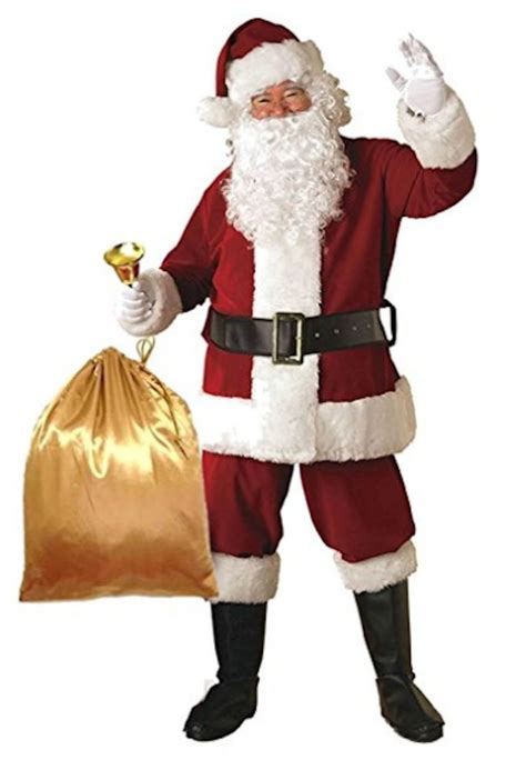 santa claus costume full suit 10 pc with gold bag xxl