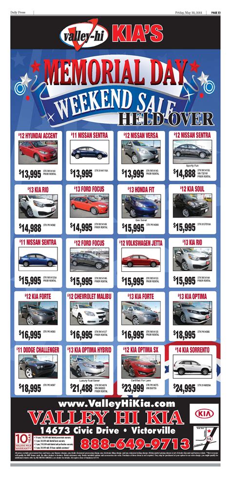 car newspaper ads valley  kia
