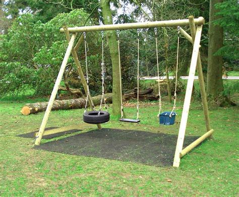 triple swing frame wooden garden products  caledonia play