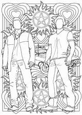 Supernatural Dean Sam Winchester Colouring Coloring Pages Grown Ups Drawings Etsy Pdf Drawing sketch template