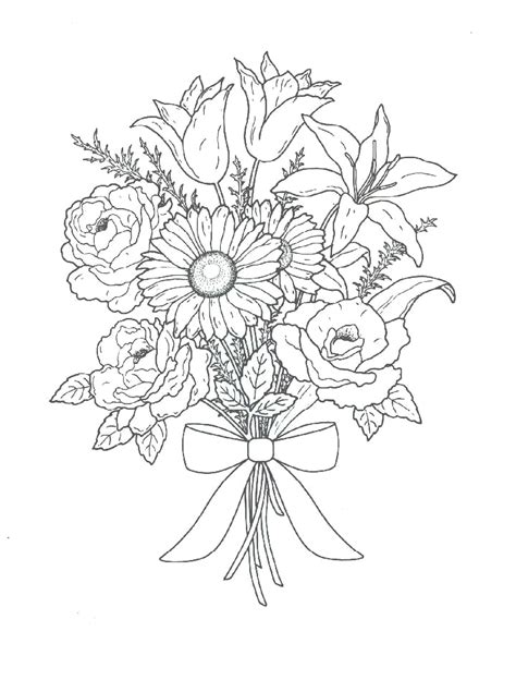 bouquet  flowers coloring pages  childrens printable
